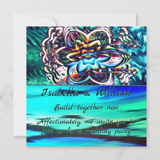 Virtual colourful flower with violet ray  invitation (Front)