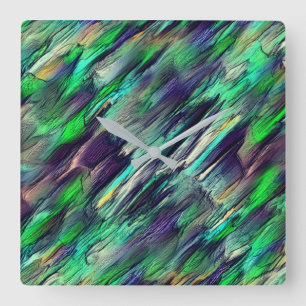 Virtual colourful stalactite or layers destroyed square wall clock