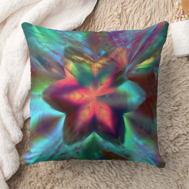 Virtual dirt over flower kaleidoscope fire orange  cushion (Blanket)