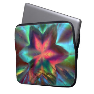 Virtual dirt over flower kaleidoscope fire orange laptop sleeve