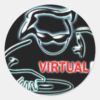 virtual dj big classic round sticker