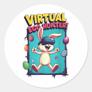 Virtual Egg Hunter - Funny Gamer Bunny Vr _ Easter Classic Round Sticker