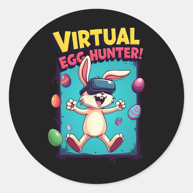 Virtual Egg Hunter - Funny Gamer Bunny Vr Easter G Classic Round Sticker (Front)