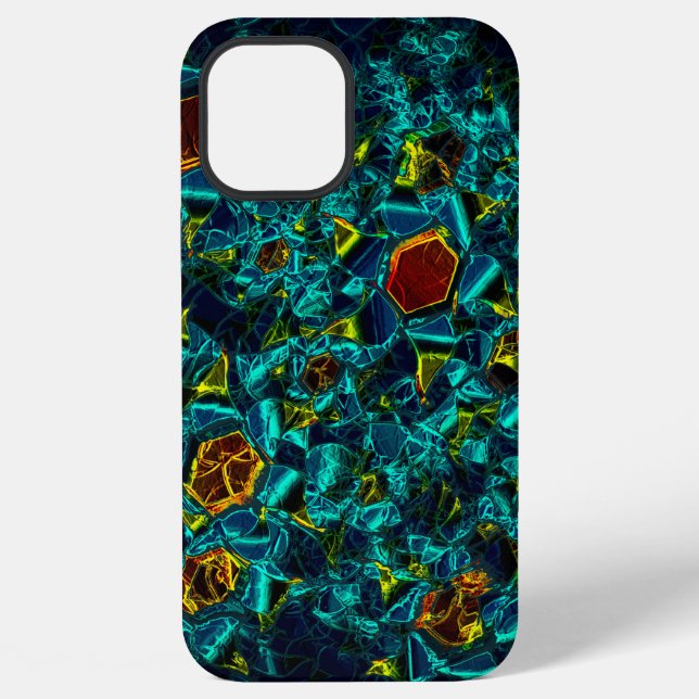 Virtual flower in blue gradient, shattered iPhone case (Back)