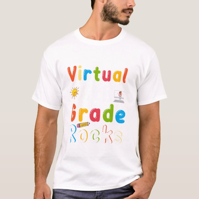 Virtual Fourth Grade Rocks 4th Back to School Teac T-Shirt (Front)