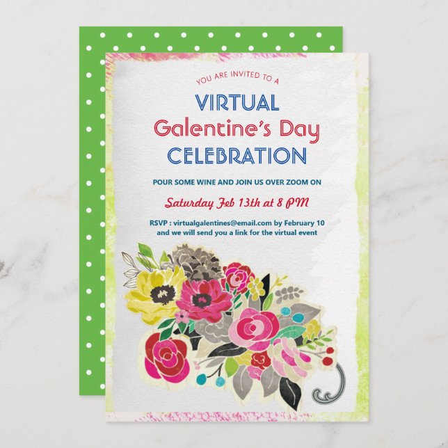 Virtual Galentine's Day Celebration Zoom Invitation (Front/Back)