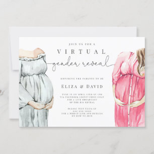  Virtual Gender Reveal He or She Boho Zoom Party I Invitation