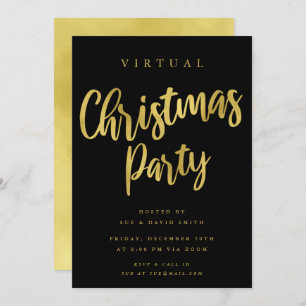 VIRTUAL Gold Minimal Christmas Holiday Party Invitation