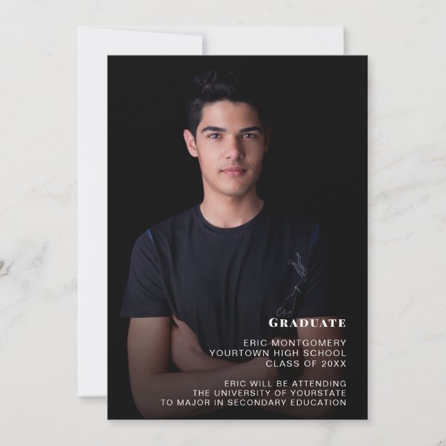 Virtual Graduation Party 1 Photo Black Invitation (Front)