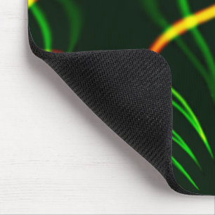 Virtual green leaves, yellow 'fire-coloured' curve mouse pad