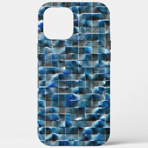 Virtual grey blue rustic ceramic tile with flaws iPhone 12 pro max case