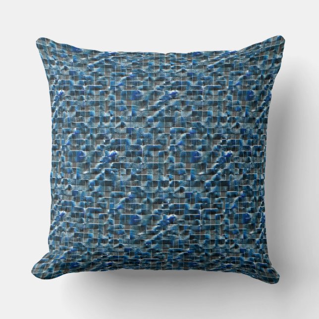 Virtual grey blue rustic ceramic tile with flaws cushion (Front)