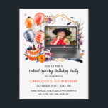 Virtual Halloween Birthday Party Invitation Postcard<br><div class="desc">A virtual birthday invitation perfect for those that are social distancing. Add your custom wording to this design by using the "Edit this design template" boxes on the right hand side of the item, or click the blue "Customise it" button to arrange the text, change the fonts and colours and...</div>