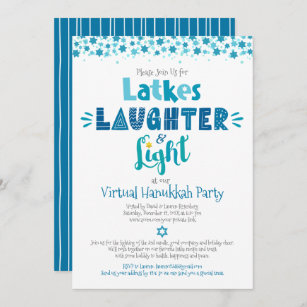 Virtual Hanukkah Party Fun Latkes Laughter Light Invitation