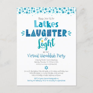 Virtual Hanukkah Party Fun Latkes Laughter Light Invitation Postcard