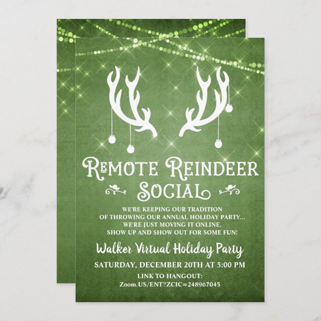 Virtual Holiday Christmas Party Invitation (Front/Back)