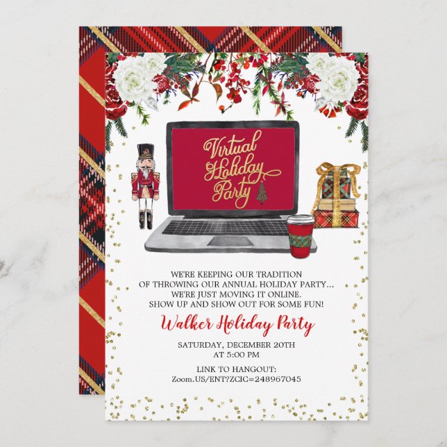 Virtual Holiday Christmas Party Invitation (Front/Back)