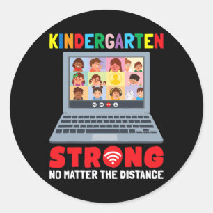 Virtual Kindergarten Fun 100 Days of School Teache Classic Round Sticker