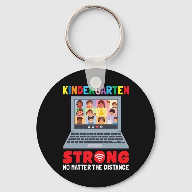 Virtual Kindergarten Fun 100 Days of School Teache Key Ring (Front)