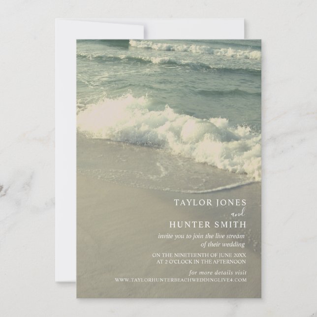 Virtual Live Stream Beach Wedding Invitation (Front)