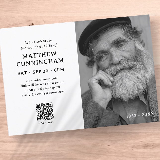 Virtual Memorial Celebration Of Life Simple QR Invitation (Creator Uploaded)