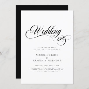 Virtual Modern Black & White Wedding Invitation