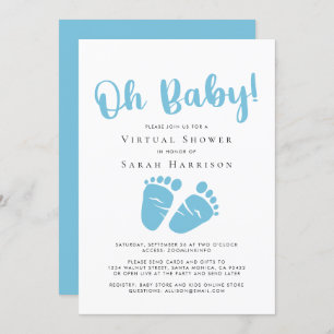 Virtual Oh Baby Boy Shower Blue Feet Invitation