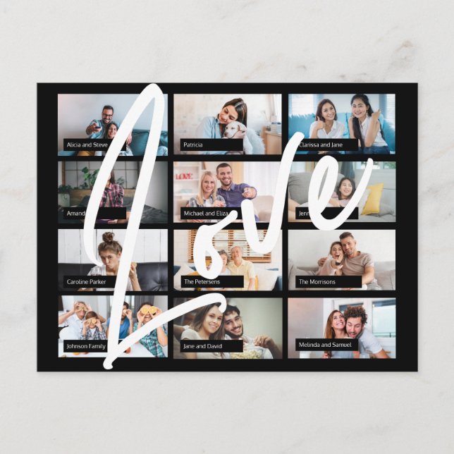 Virtual online best friends custom 12 photo love postcard (Front)