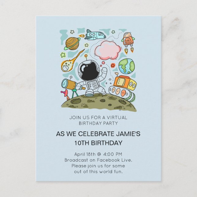 Virtual Online Birthday Party Invitation (Front)