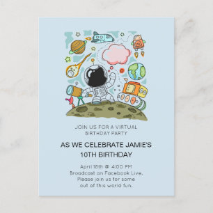 Virtual Online Birthday Party Invitation Postcard