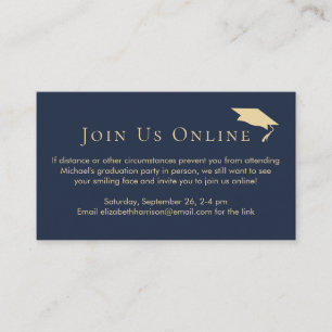 Virtual Online Graduation Party Blue Gold Enclosure Card