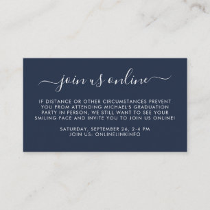 Virtual Online Option Blue Graduation Party Enclosure Card