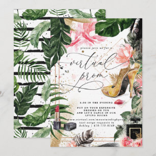 Virtual Prom Party   Glamourous Summer Greenery Invitation