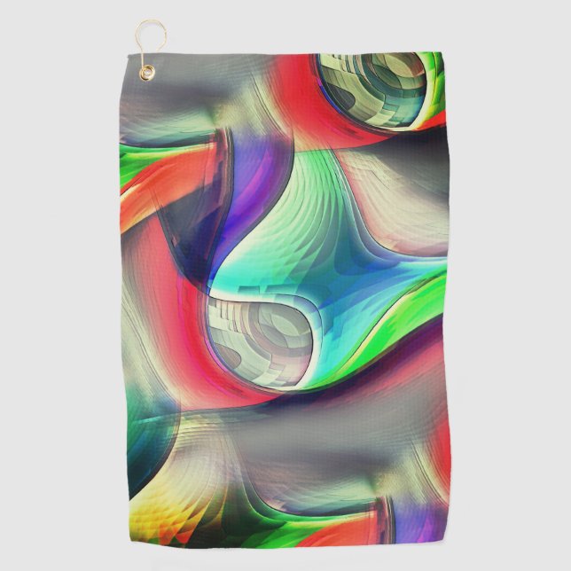 Virtual psychedelic metallic armour recycling      golf towel (Front)