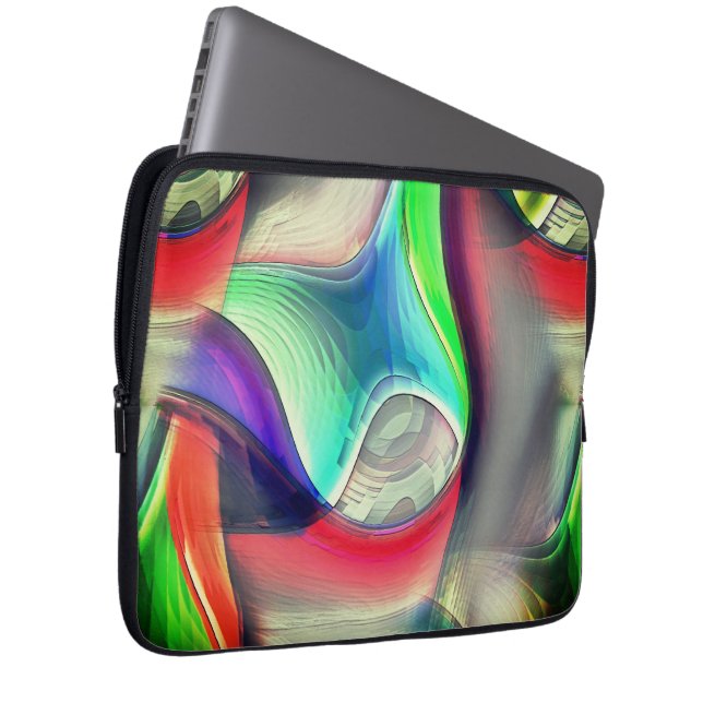 Virtual psychedelic metallic armour recycling      laptop sleeve (Front Right)