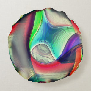 Virtual psychedelic metallic armour recycling round cushion