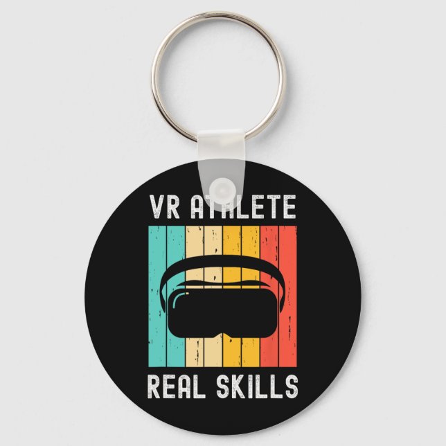 Virtual Reality Athlete Geek Gamer Retro Vr Gaming Key Ring (Front)
