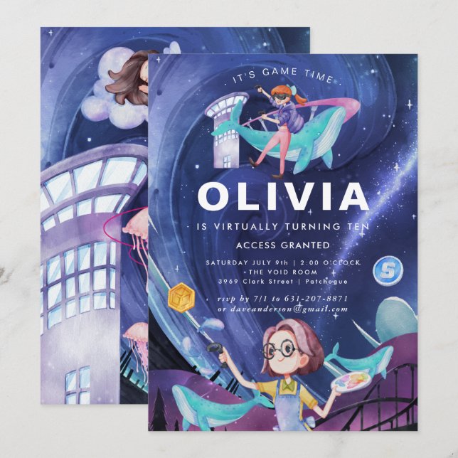 Virtual Reality Birthday Party Invitation (Front/Back)