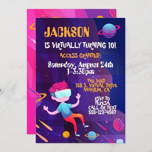 Virtual Reality Birthday Party Invitation (Front/Back)