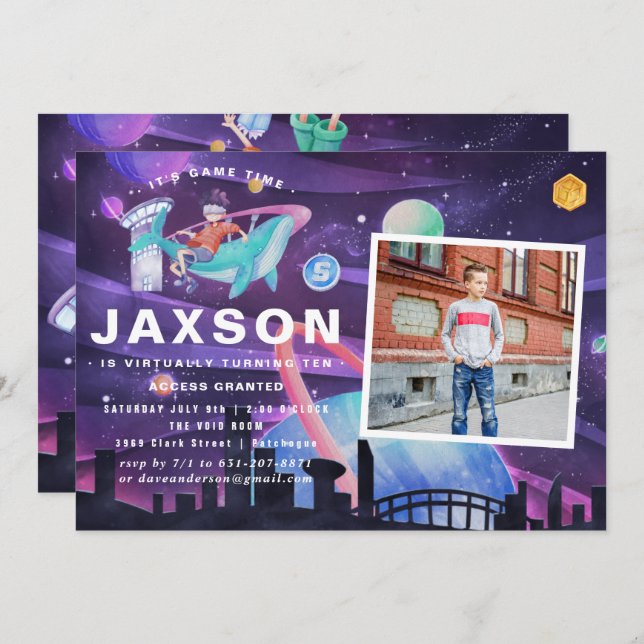 Virtual Reality Birthday Party | Photo Invitation (Front/Back)