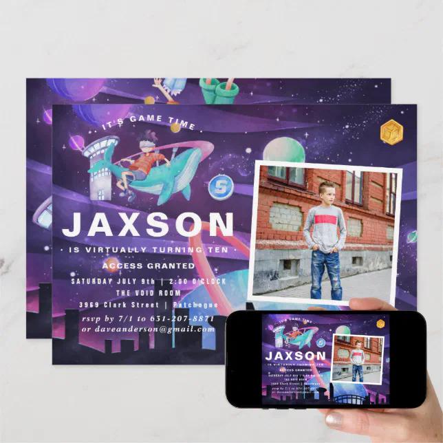 Virtual Reality Birthday Party Photo Invitation Zazzle