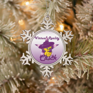 Virtual Reality Chick #9 Snowflake Pewter Christmas Ornament