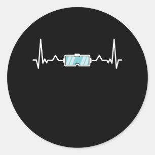 Virtual Reality Gamer Heartbeat VR Gift Classic Round Sticker