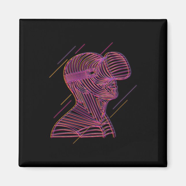 Virtual Reality Graphic Line Art For A Vr Gamer 2  Magnet (Front)