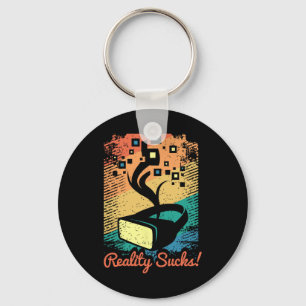 Virtual Reality Graphic Retro Distressed Art For A Key Ring