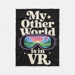 Virtual Reality Headset For Immersive Gamer Worlds Fleece Blanket