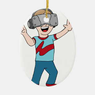 Virtual Reality Video Gamer Ceramic Ornament