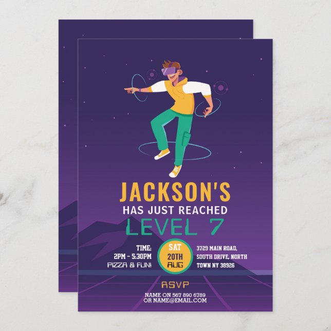 Virtual Reality VR Digital Gaming Gamer  Invitation (Front/Back)