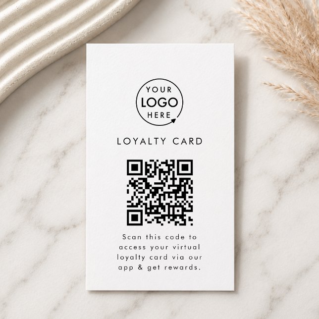 Virtual Reward App QR Code Business Logo Digital Loyalty Card (Professional loyalty card template with interactive QR code for small business customer retention.)