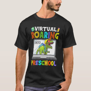 Virtual Roaring Into Preschool Dinosaur Online Tea T-Shirt